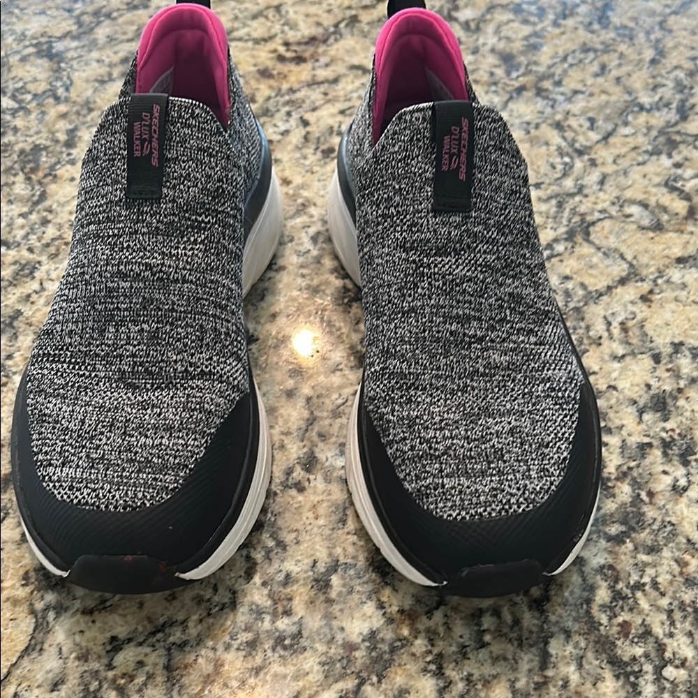 Skechers Women's Black and Pink Slip-On Shoes